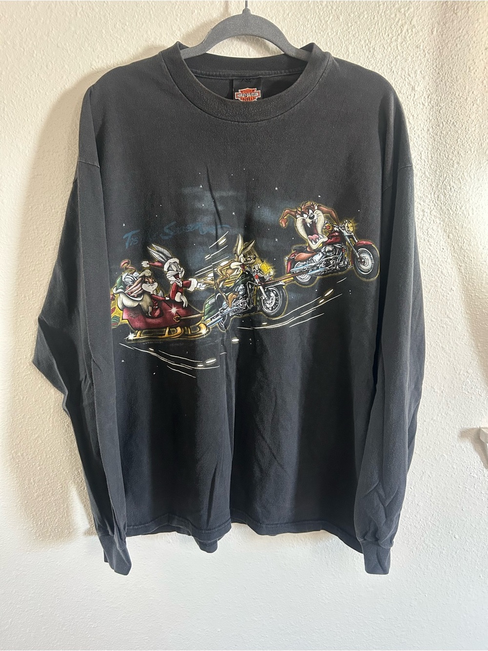 Vintage 2000 Harley Davidson X Looney Tunes Warner Bros Christmas Long Sleeve XL